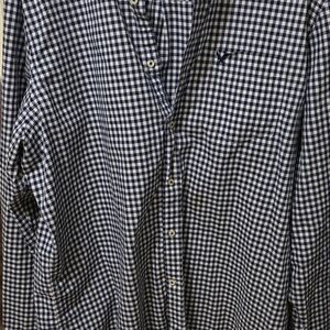 American Eagle Outfitters Navy and White Checkered Shirt